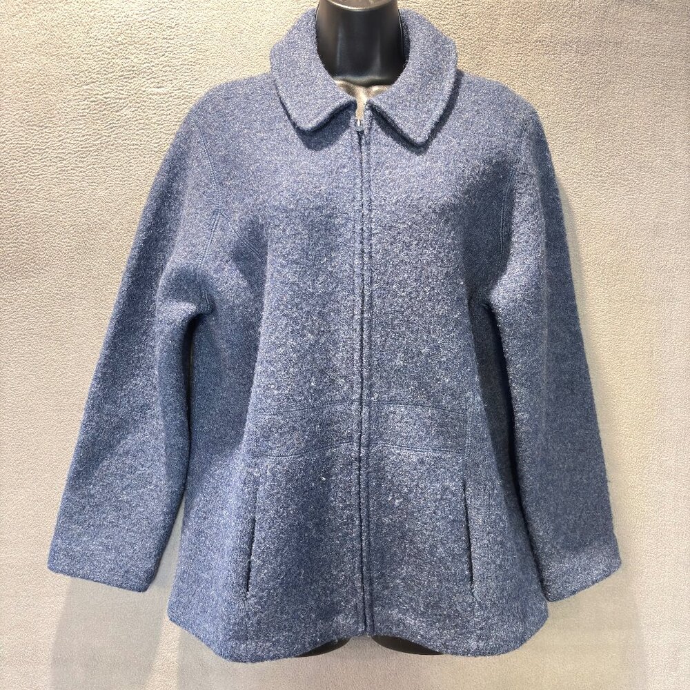 Mercer & Madison Wool Jacket Womens L Blue Zip Boiled Wool Coat